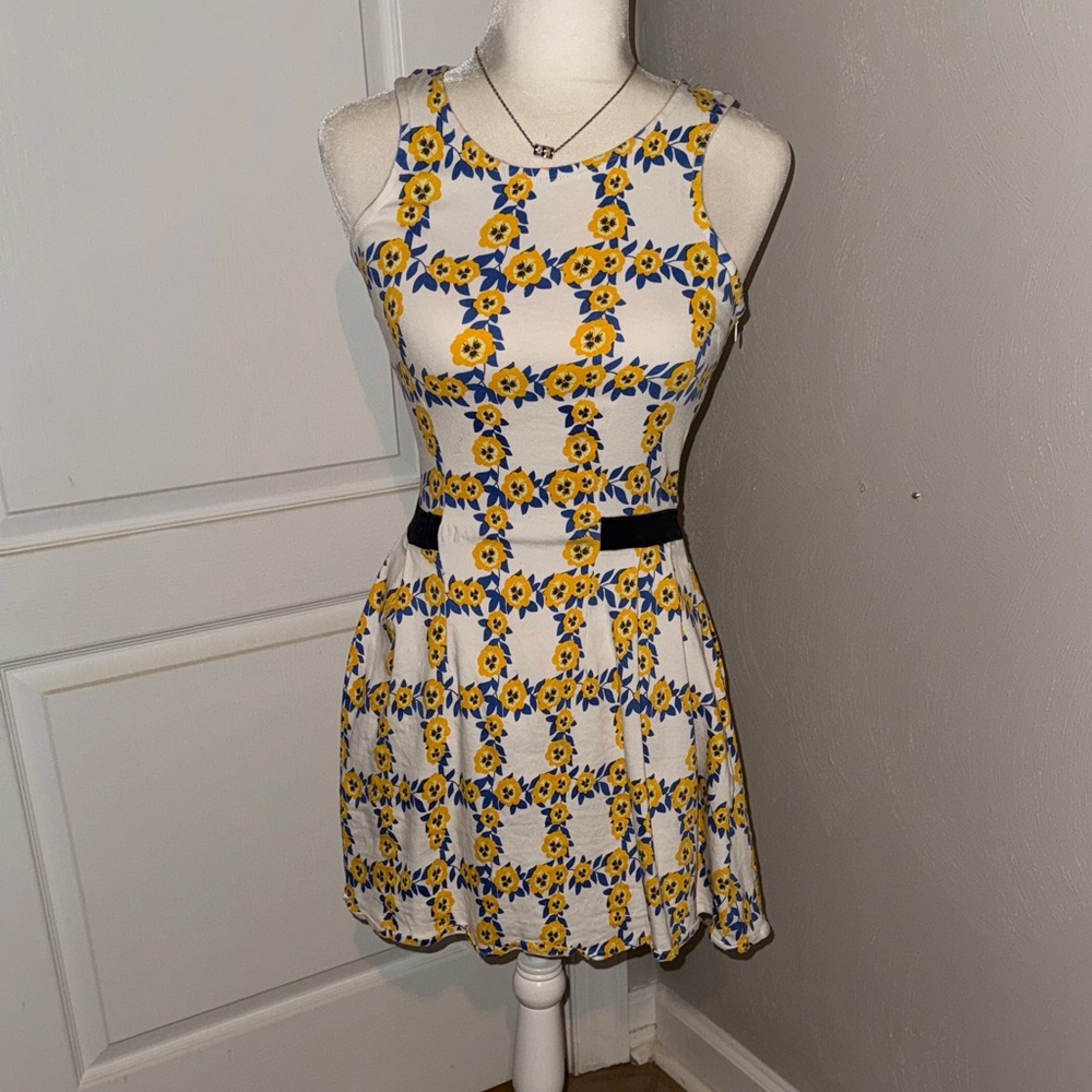 Modcloth Yellow and Blue Floral Mini Dress